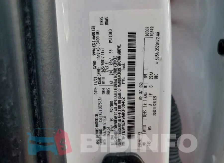 1FTEW1EP9MKF08462 Photo# 12