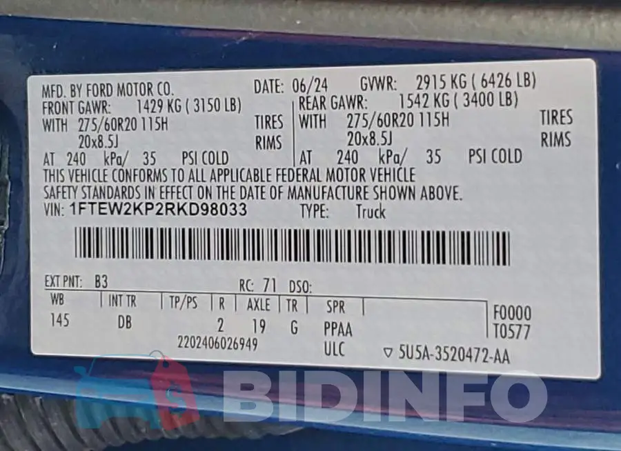 1FTEW2KP2RKD98033 Photo# 12