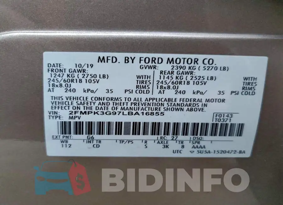 2FMPK3G97LBA16855 Photo# 13