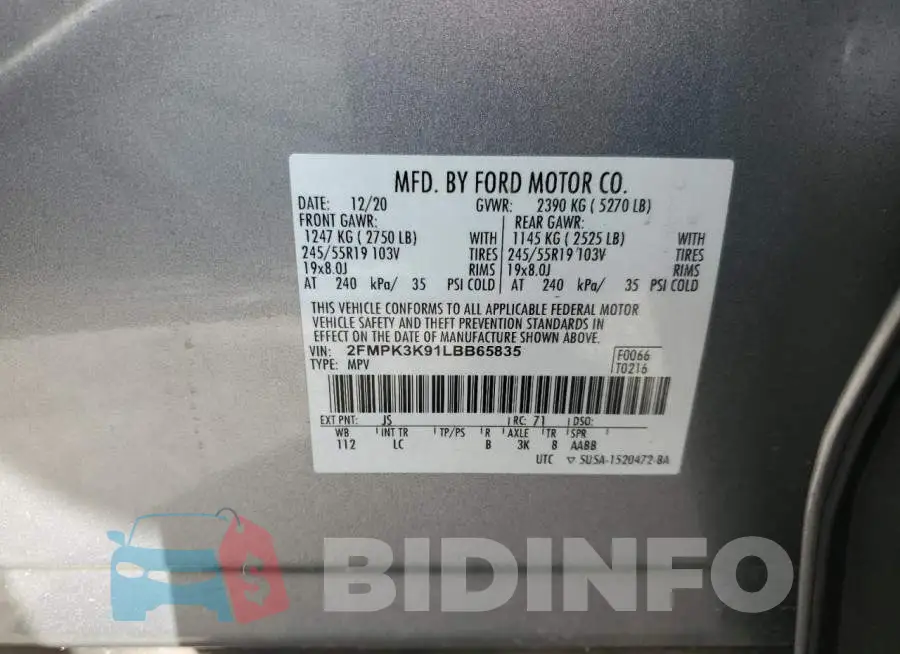 2FMPK3K91LBB65835 Photo# 13