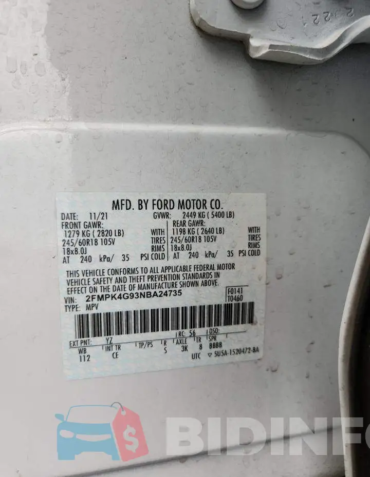 2FMPK4G93NBA24735 Photo# 14