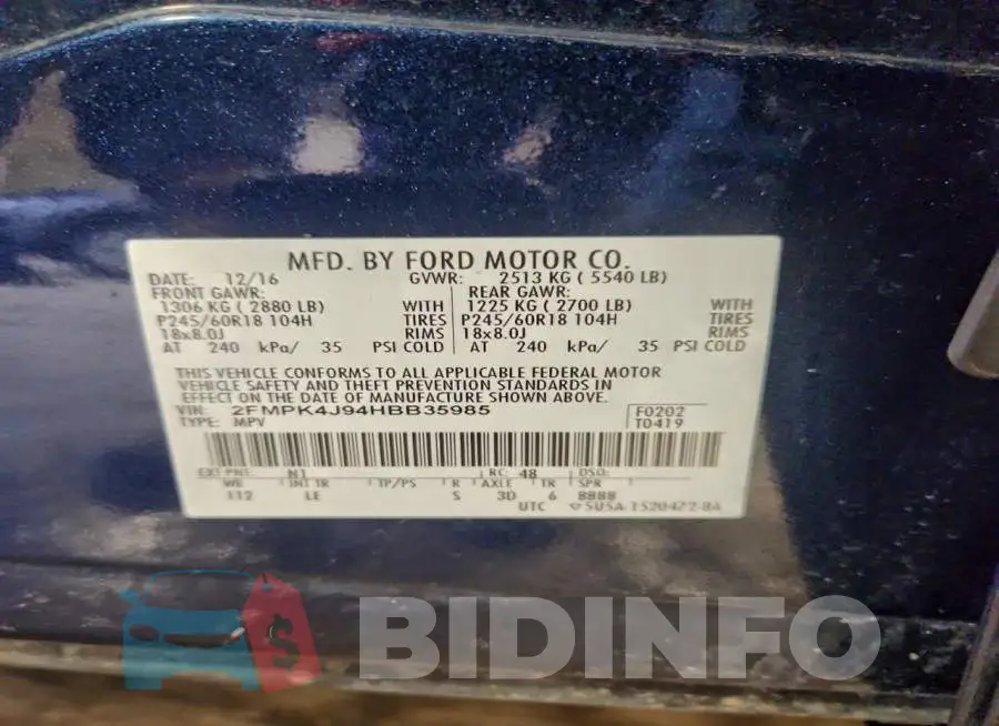 2FMPK4J94HBB35985 Photo# 14