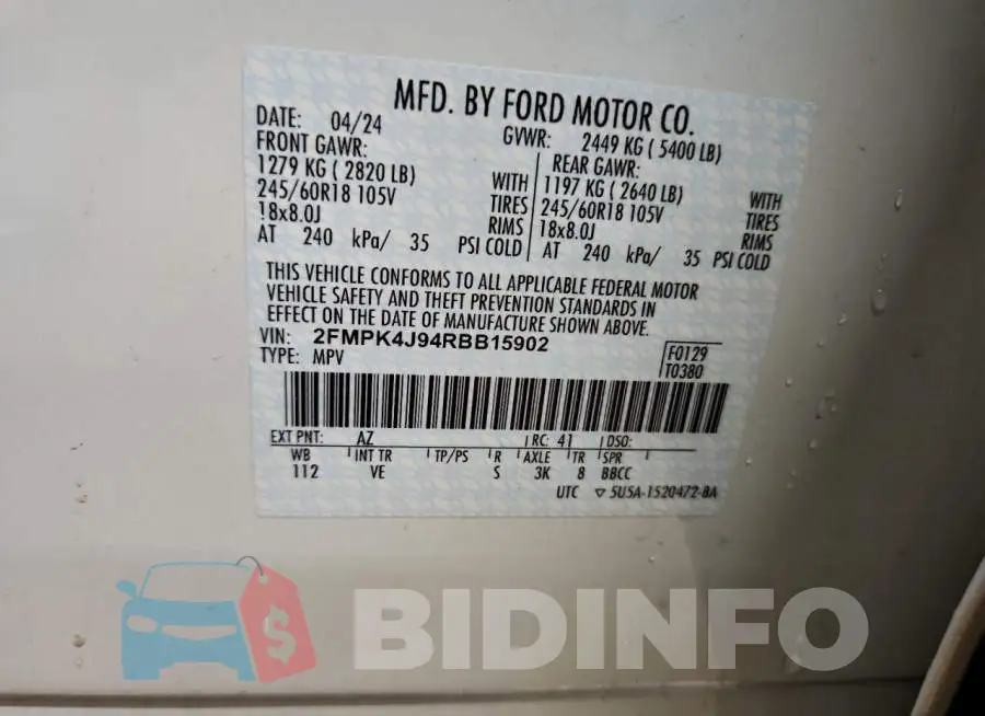 2FMPK4J94RBB15902 Photo# 14