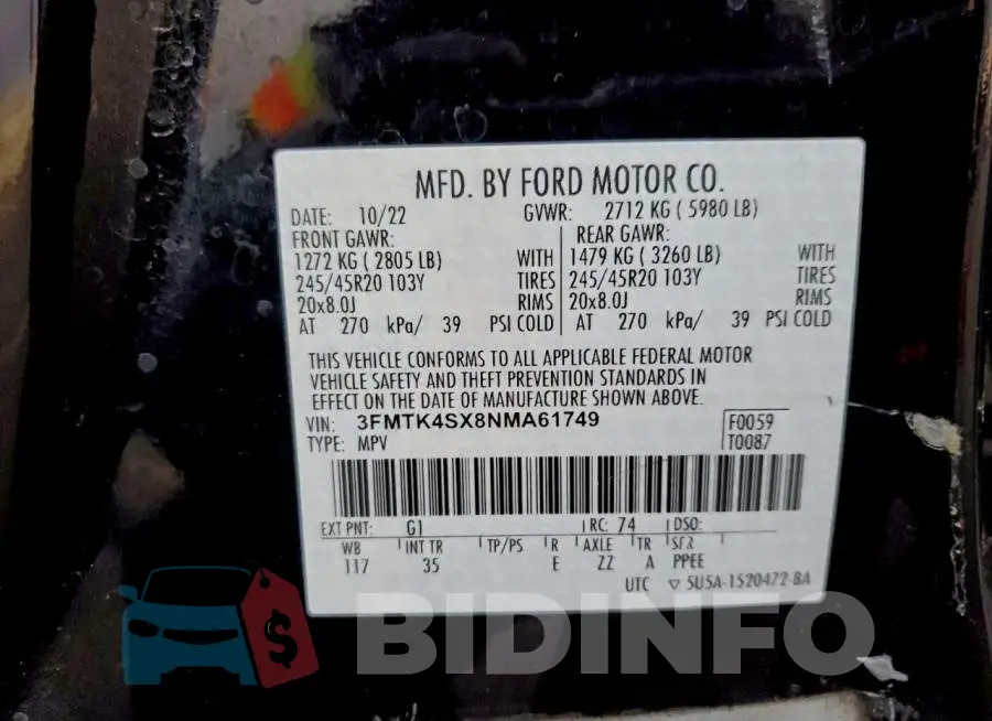 3FMTK4SX8NMA61749 Photo# 14