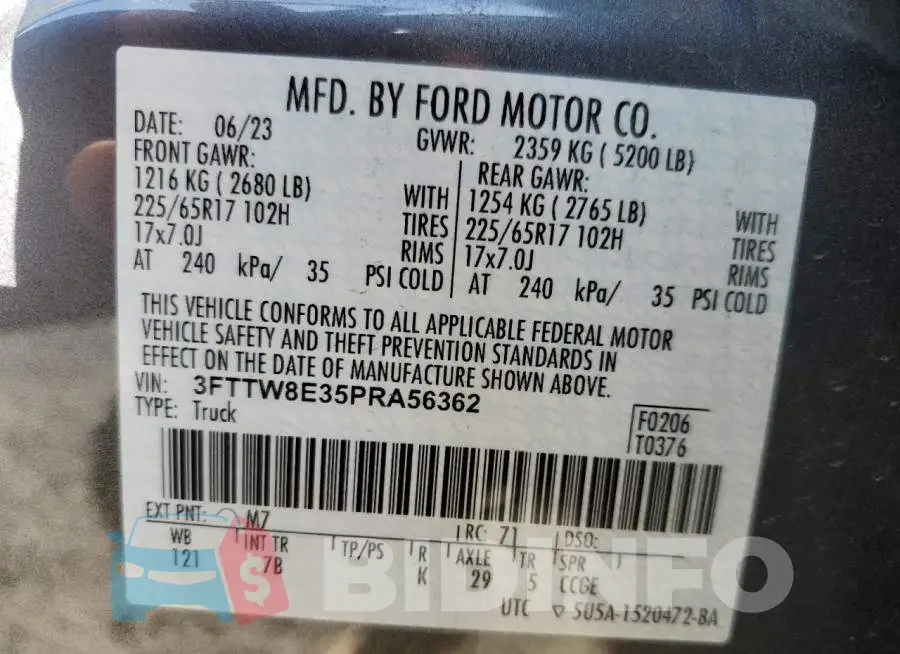 3FTTW8E35PRA56362 Photo# 12
