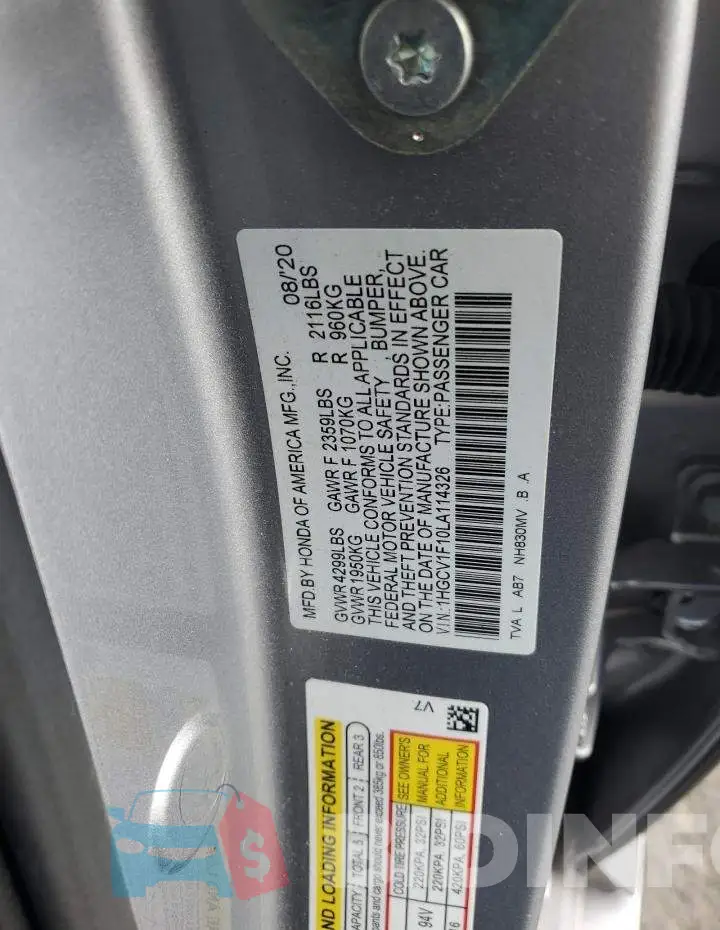1HGCV1F10LA114326 Photo# 12