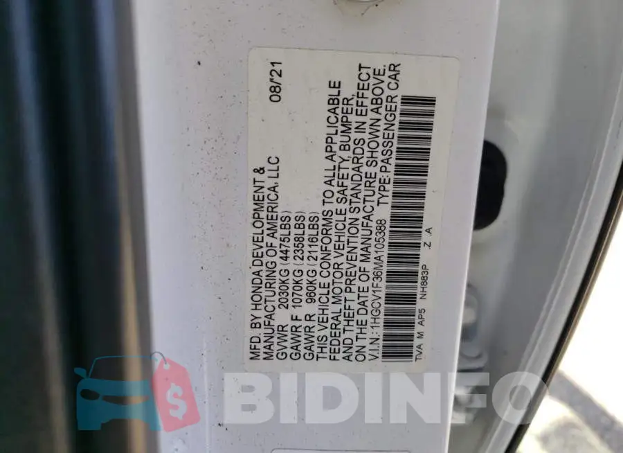 1HGCV1F36MA105388 Photo# 12