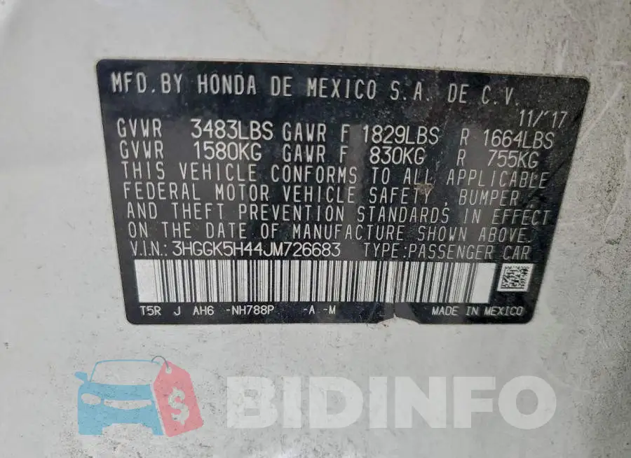 3HGGK5H44JM726683 Photo# 12