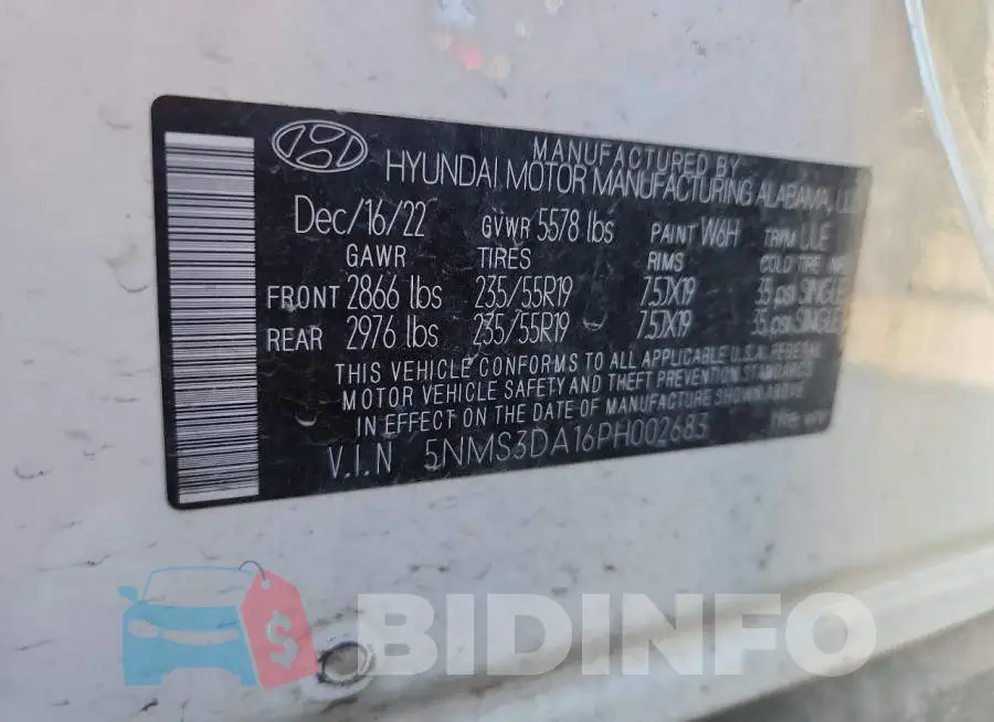 5NMS3DA16PH002683 Photo# 12