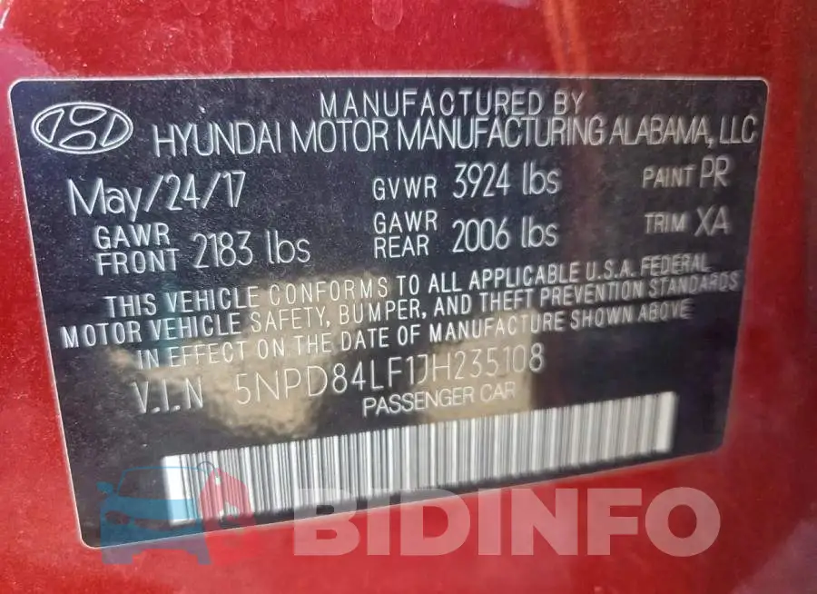 5NPD84LF1JH235108 Photo# 13