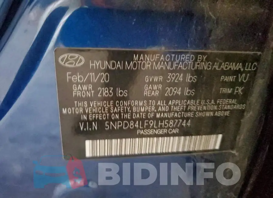 5NPD84LF9LH587744 Photo# 12