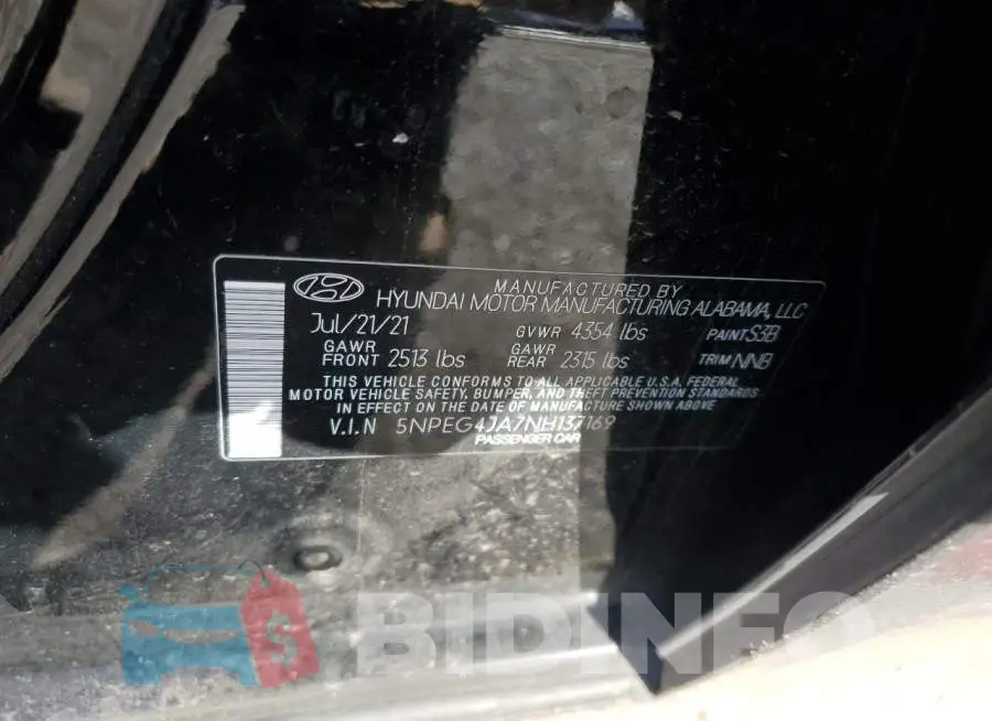5NPEG4JA7NH137169 Photo# 12