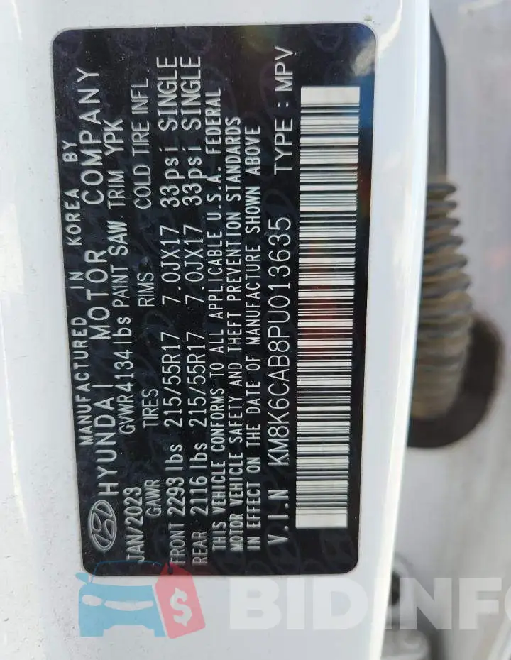 KM8K6CAB8PU013635 Photo# 13