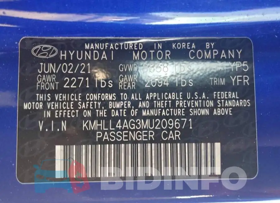 KMHLL4AG3MU209671 Photo# 12