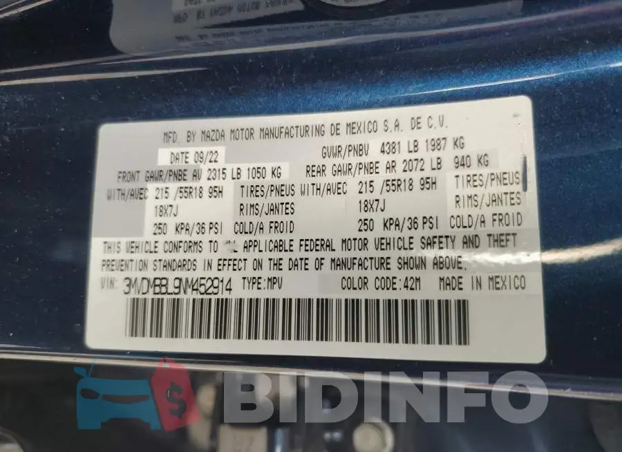 3MVDMBBL9NM452914 Photo# 13