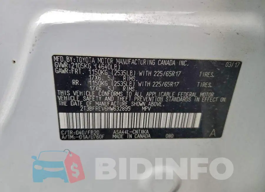 2T3BFREV6HW632895 Photo# 12