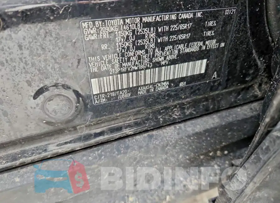 2T3P1RFV2MW186743 Photo# 13