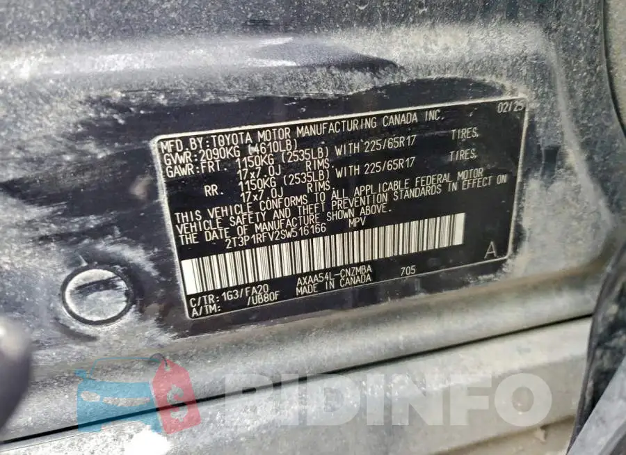 2T3P1RFV2SW516166 Photo# 13