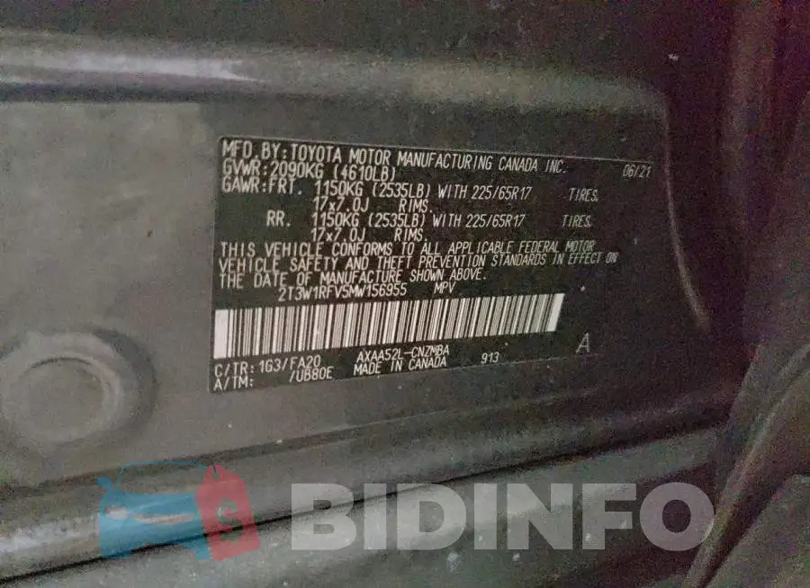 2T3W1RFV5MW156955 Photo# 13