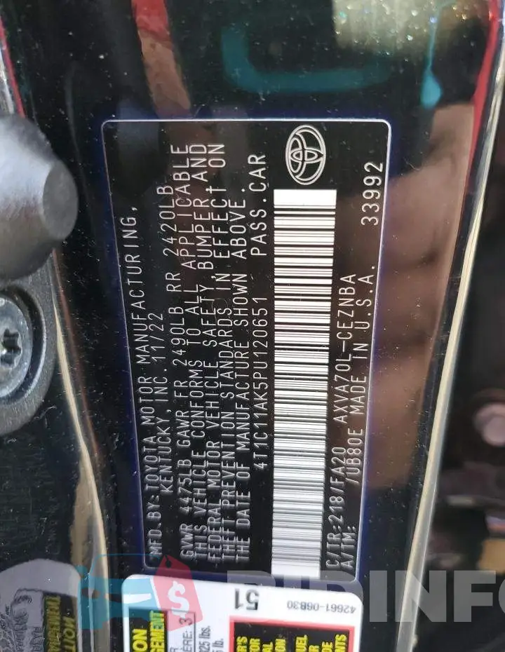 4T1C11AK5PU120651 Photo# 12
