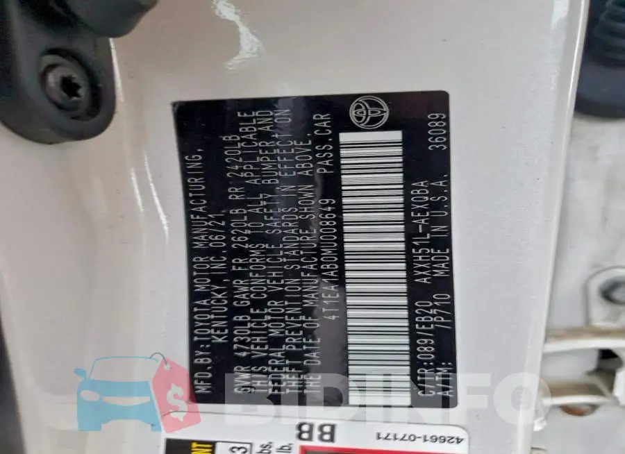 4T1EA1AB0MU008649 Photo# 12