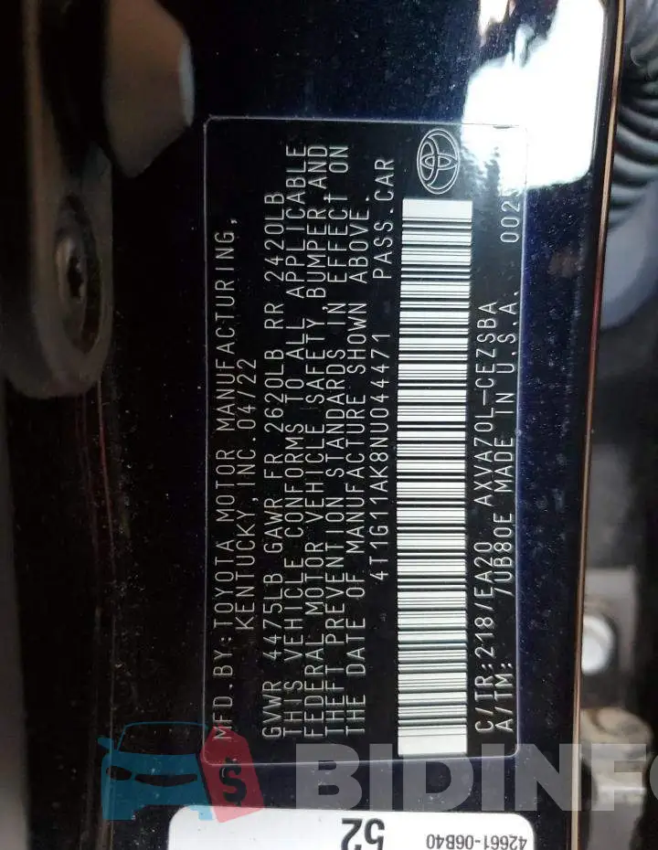 4T1G11AK8NU044471 Photo# 12