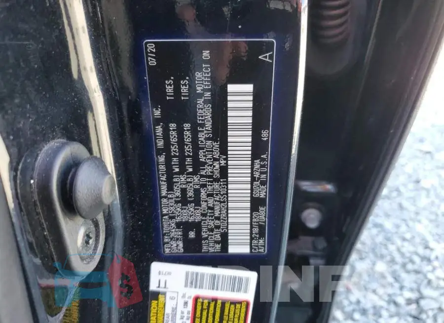 5TDZZRAH2LS510311 Photo# 14