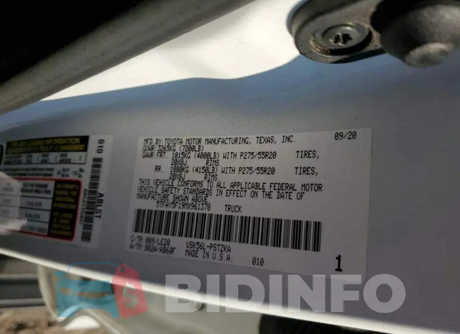 5TFAY5F19MX961378 Photo# 12