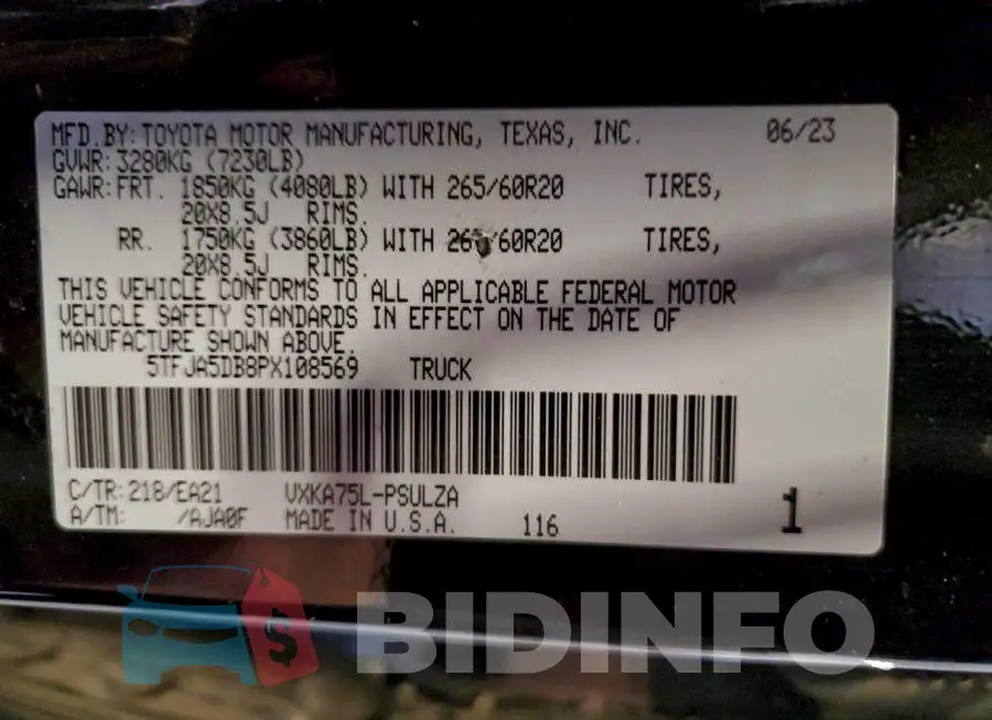 5TFJA5DB8PX108569 Photo# 12