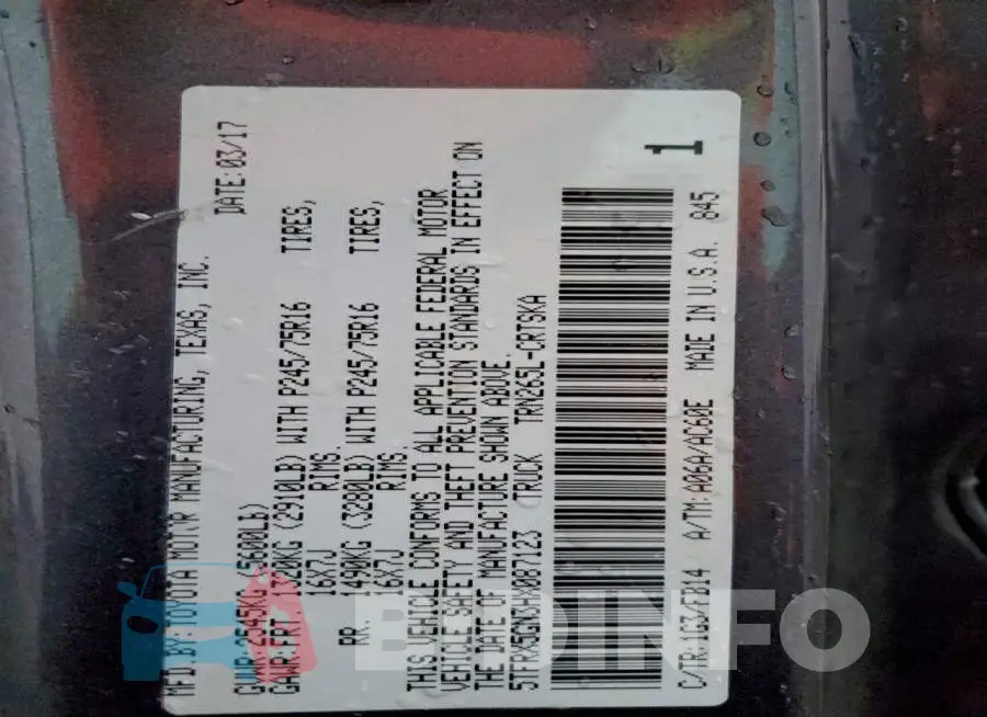 5TFRX5GN3HX087123 Photo# 13