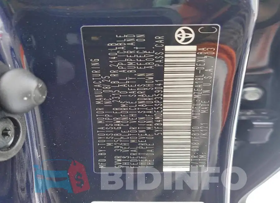 5YFB4MDE5SP359041 Photo# 12