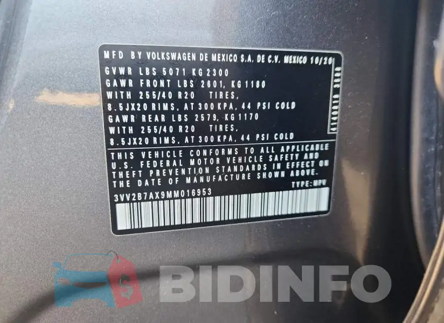 3VV2B7AX9MM016953 Photo# 13