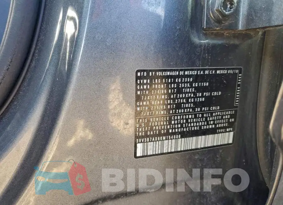 3VV3B7AX6KM154886 Photo# 13
