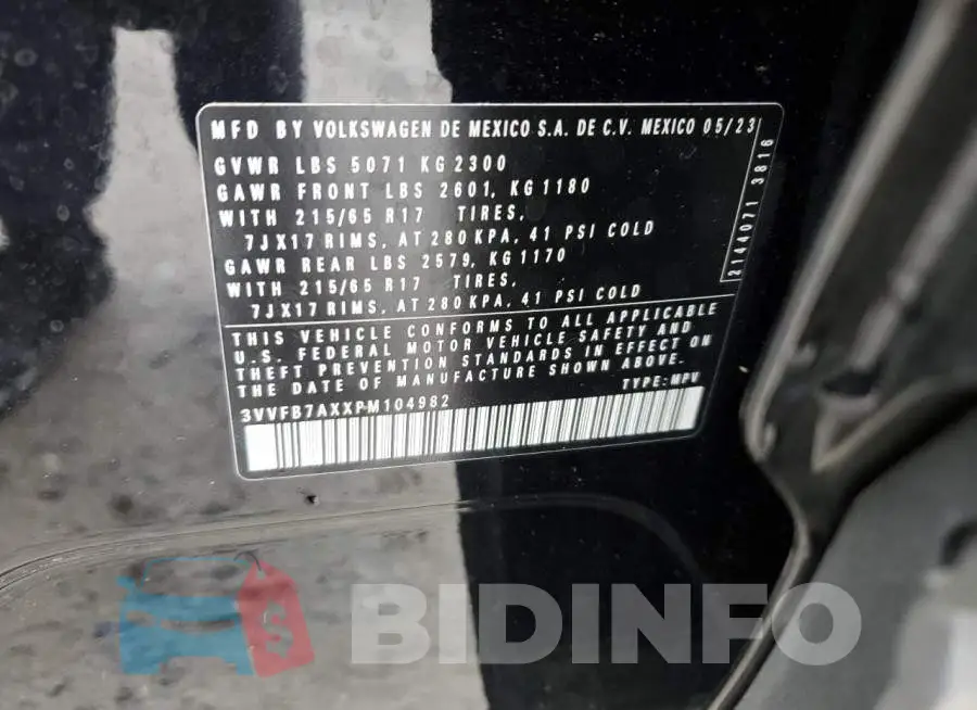 3VVFB7AXXPM104982 Photo# 13
