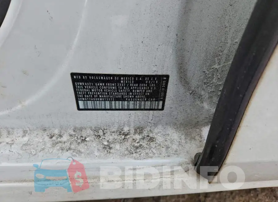 3VW6T7AU0KM013372 Photo# 12