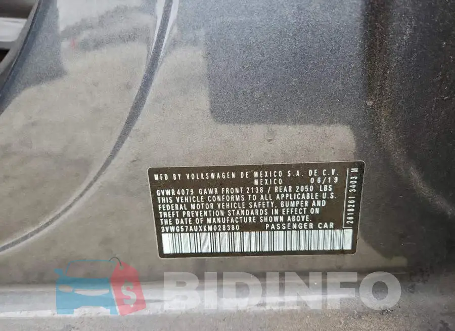 3VWG57AUXKM028380 Photo# 12