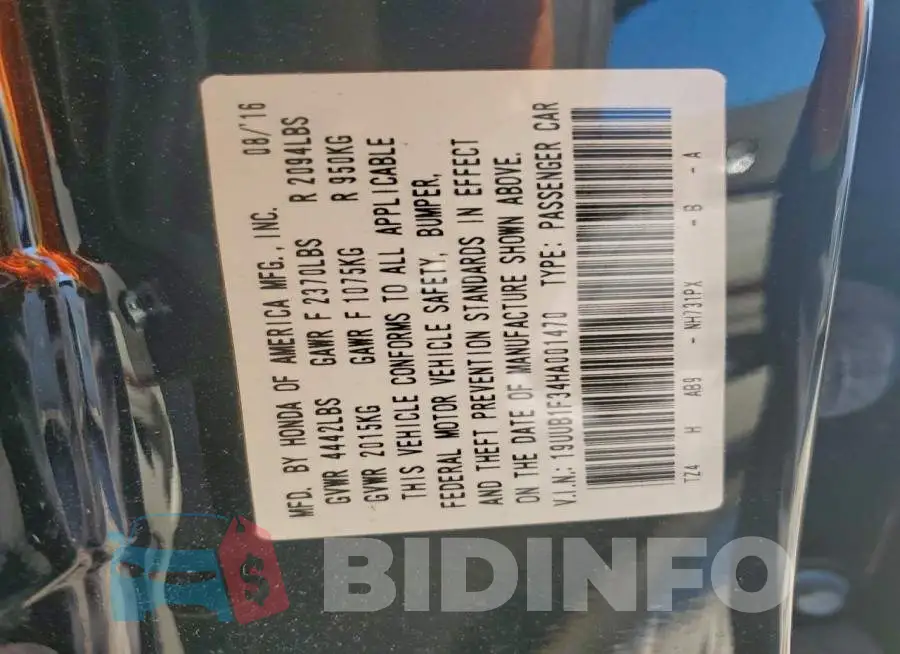 19UUB1F34HA001470 Photo# 12