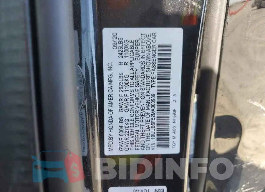 19UUB6F52MA000939 Photo# 12
