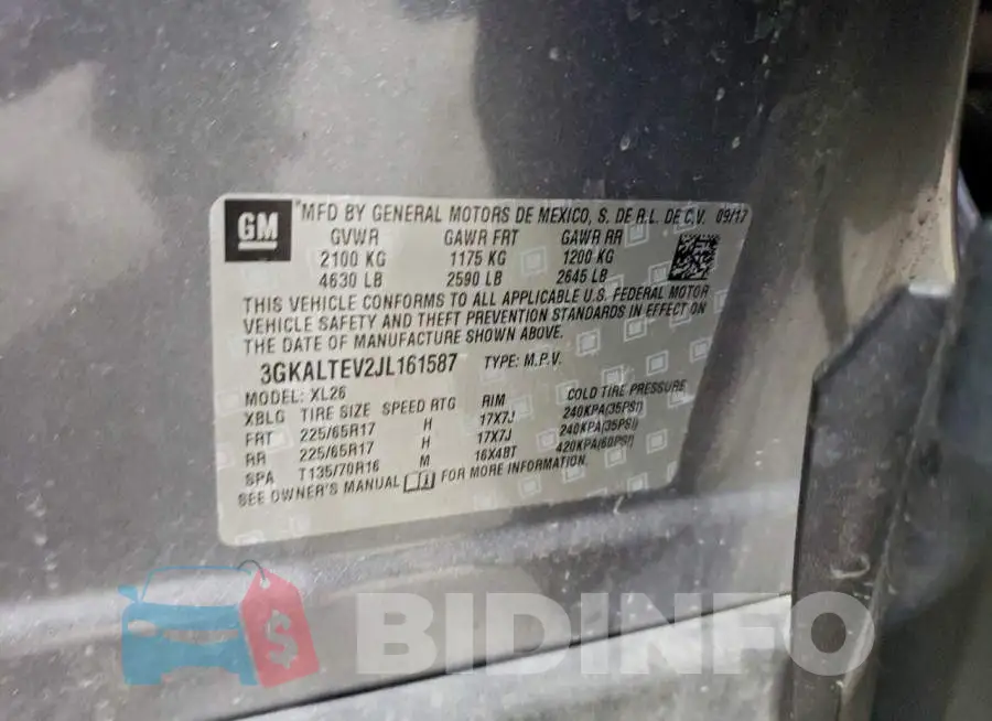 3GKALTEV2JL161587 Photo# 13