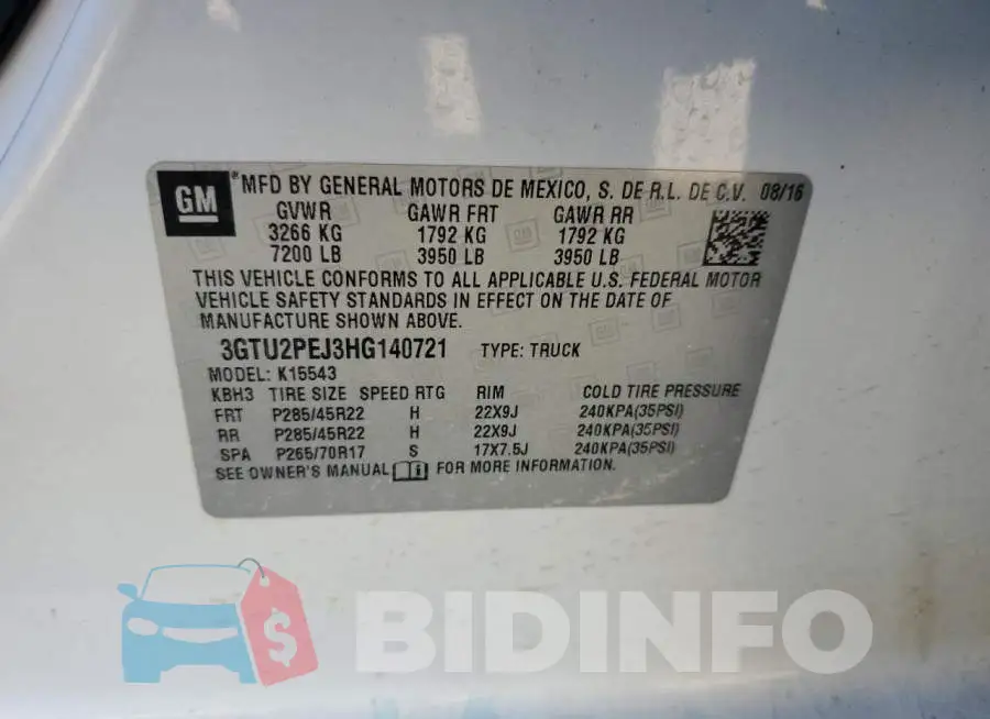 3GTU2PEJ3HG140721 Photo# 13