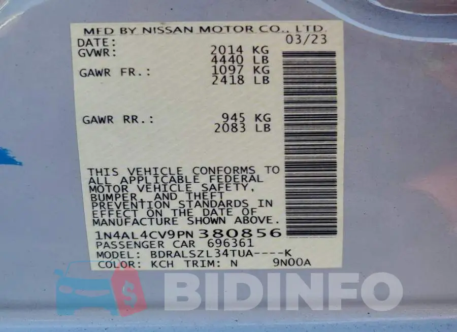1N4AL4CV9PN380856 Photo# 12