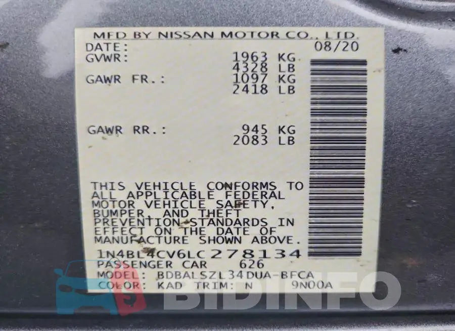 1N4BL4CV6LC278134 Photo# 12