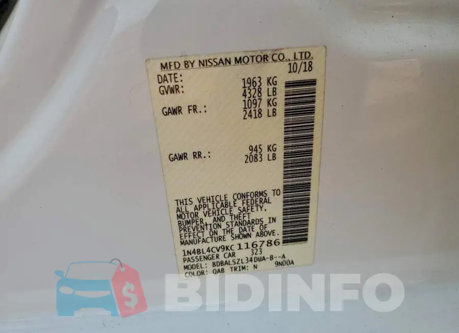 1N4BL4CV9KC116786 Photo# 12