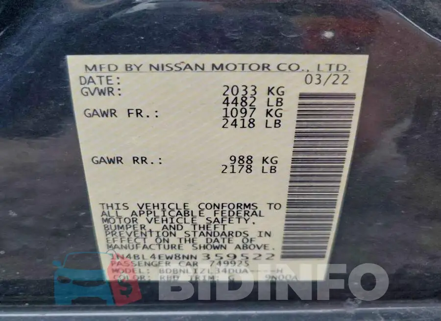 1N4BL4EW8NN359522 Photo# 13