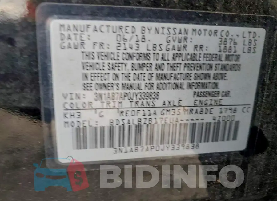 3N1AB7AP0JY339838 Photo# 12