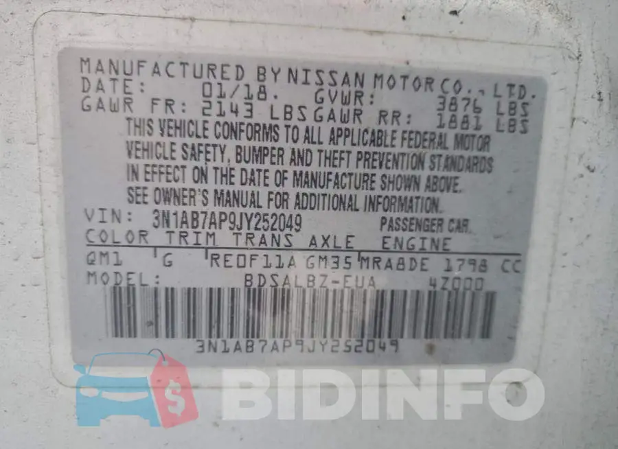 3N1AB7AP9JY252049 Photo# 12