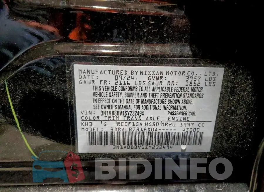 3N1AB8BV1SY232494 Photo# 12
