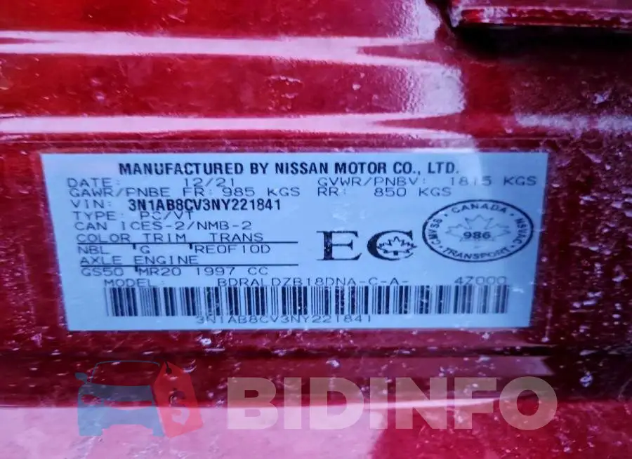3N1AB8CV3NY221841 Photo# 12