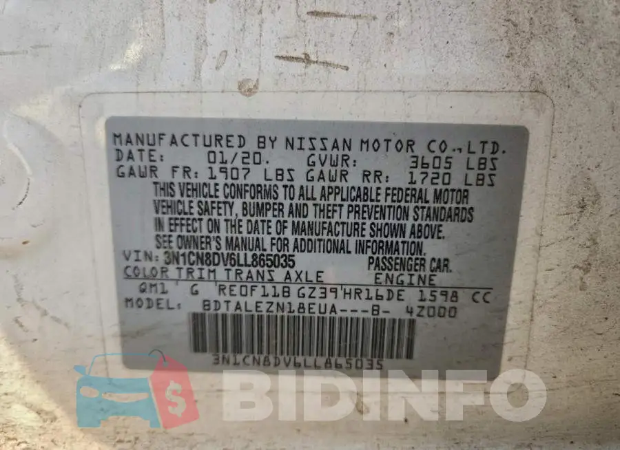 3N1CN8DV6LL865035 Photo# 12