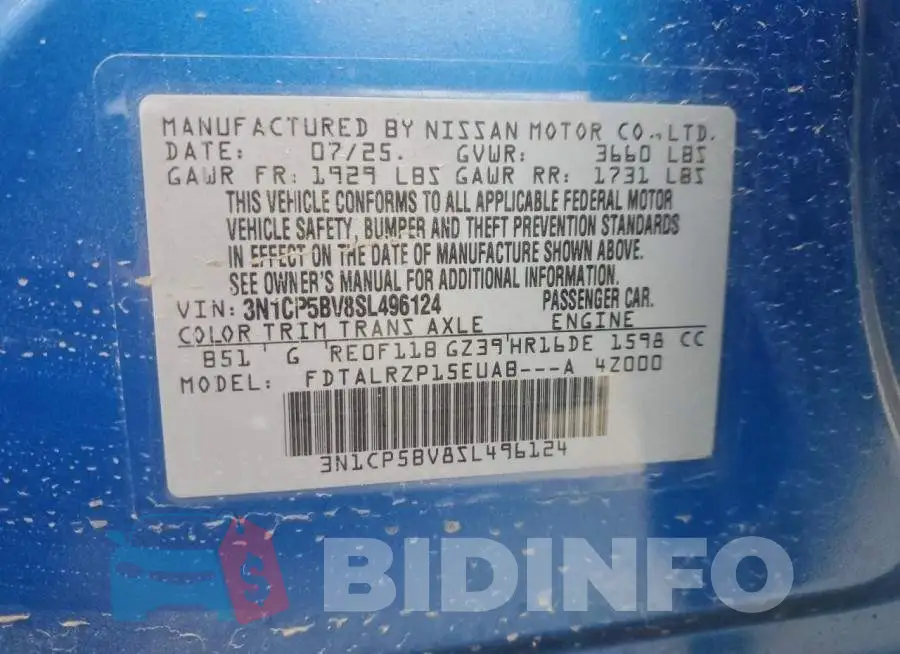 3N1CP5BV8SL496124 Photo# 12